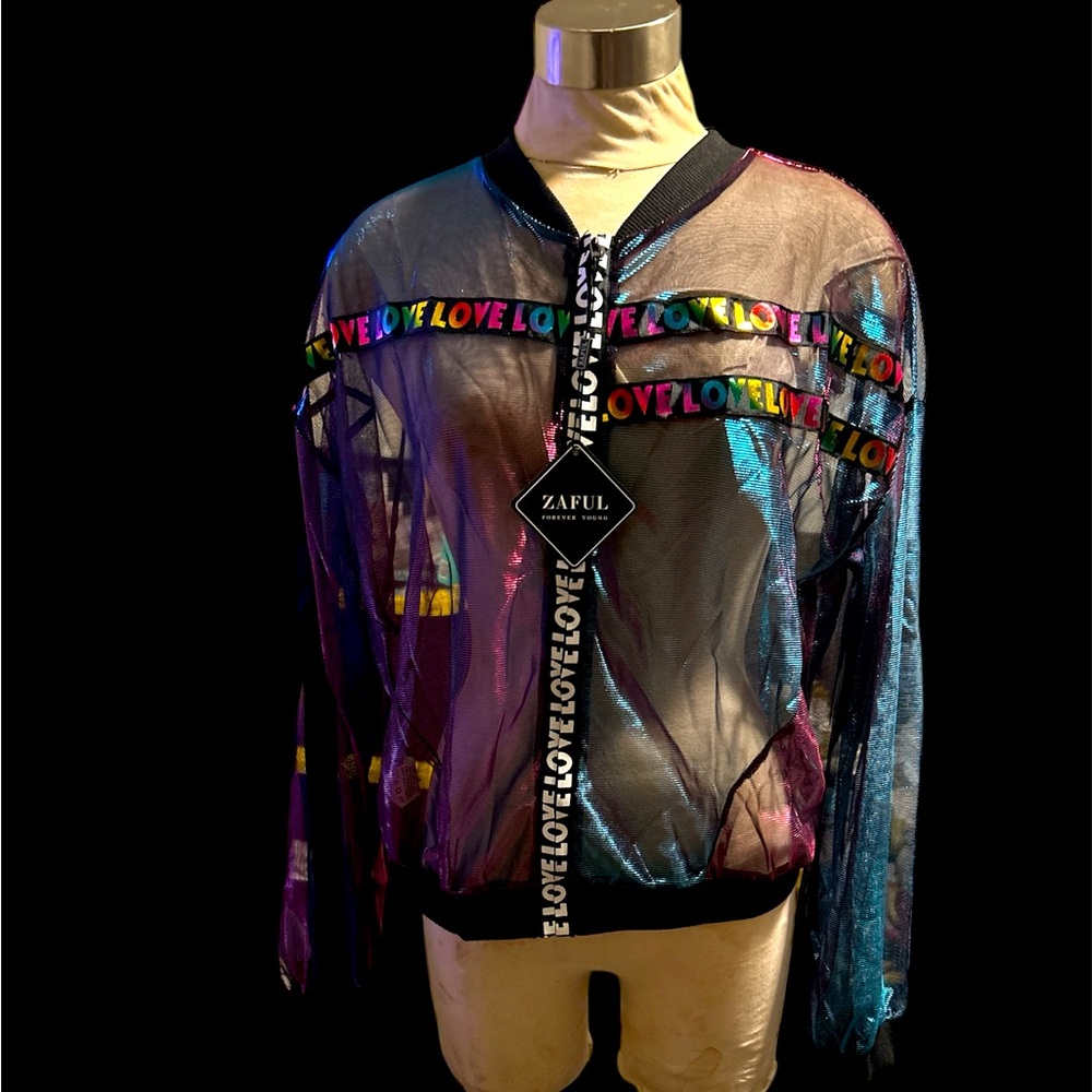 Zaful Sheer Multicolor Love Jacket